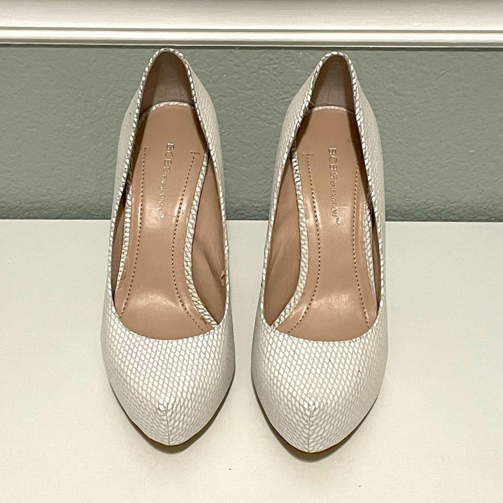 BCBG Generation white heels
